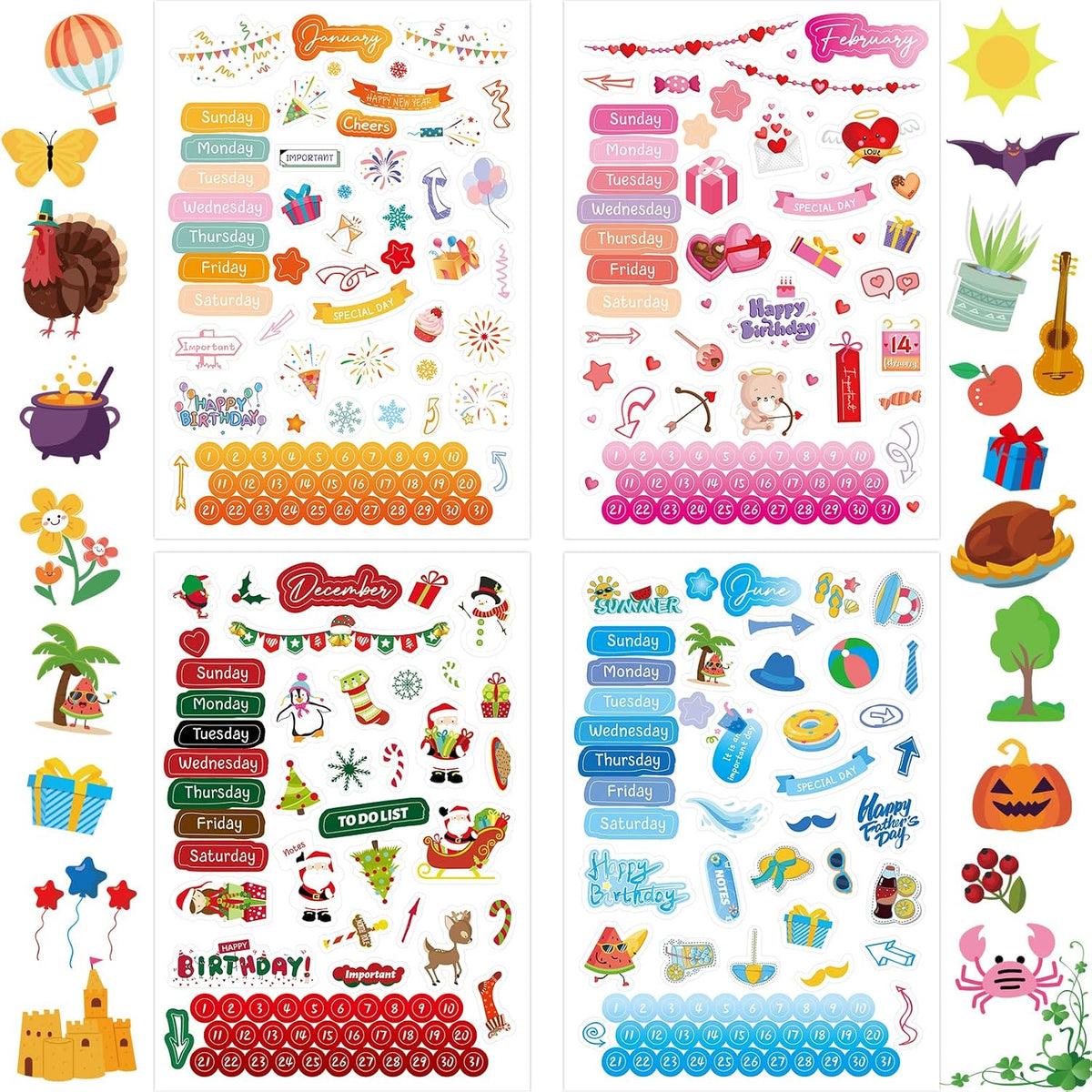 WorldBazaar Monthly Planner Stickers Clear 24 Sheets 1800+ Sticker