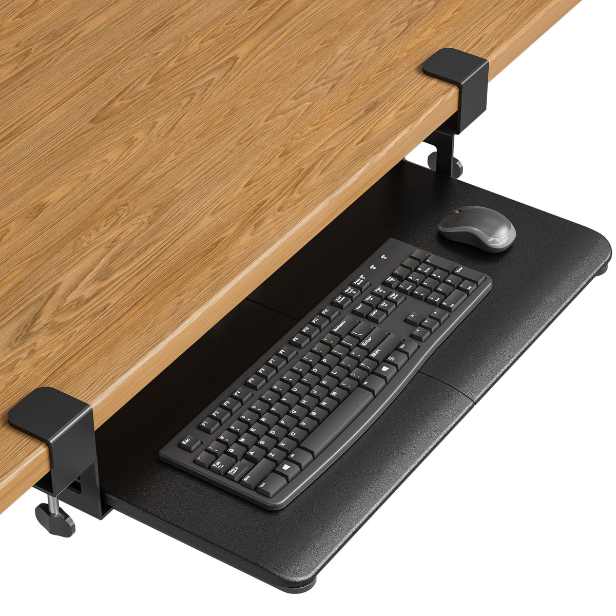 BONTEC Under Desk Keyboard Tray, Pull-Out Keyboard & Mouse Platform