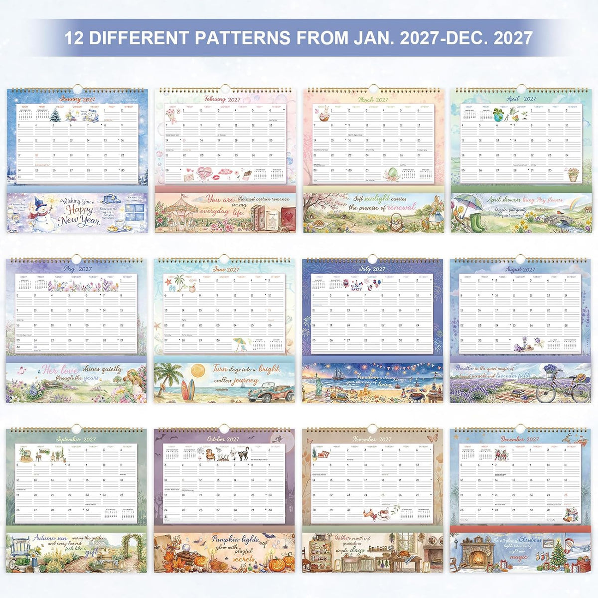 2027 Calendar - 2027 Wall Calendar with Pockets, Jan. 2027 - Dec. 2027