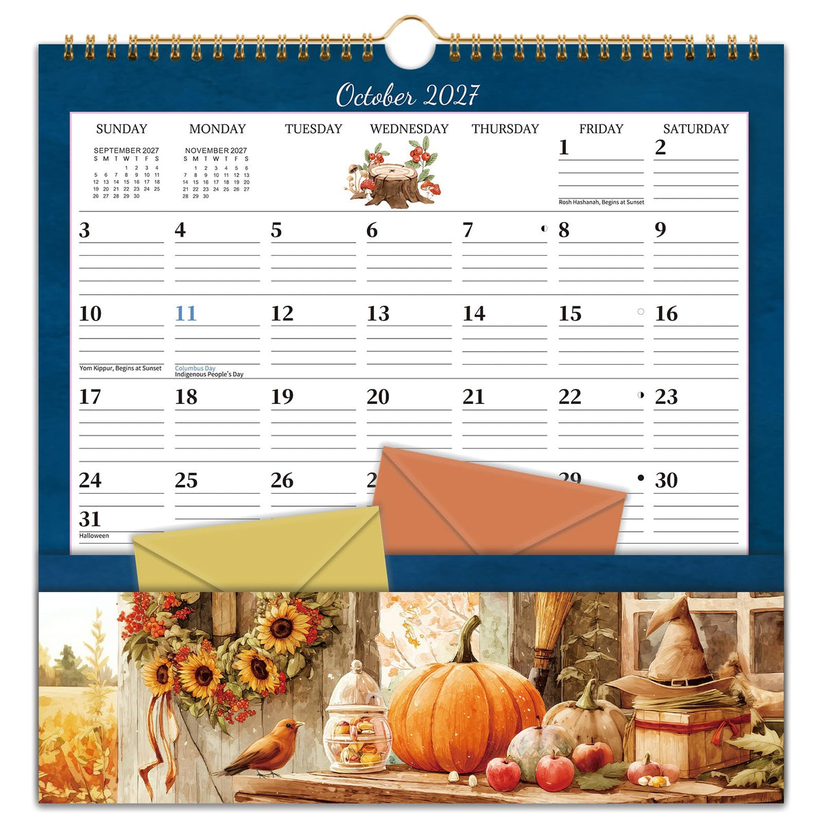 Calendar 2026-2027 - Sep. 2026 to Dec. 2027, Wall Calendar with Pocket