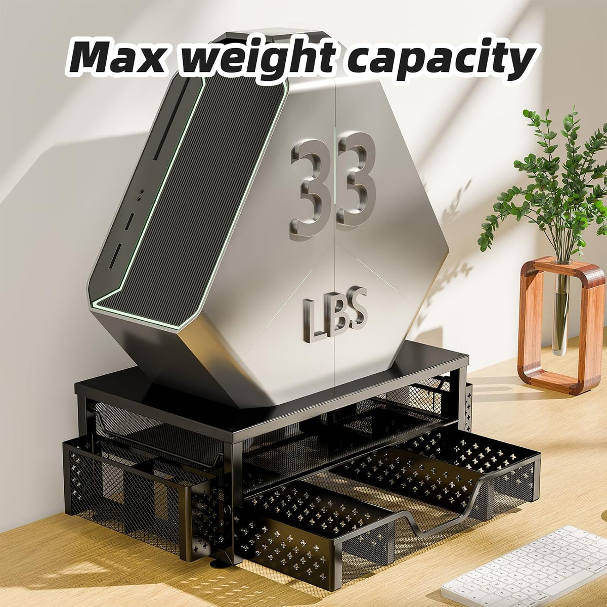 Simple Trending Desk Organizer and Accessories, Monitor Stand Riser, Black