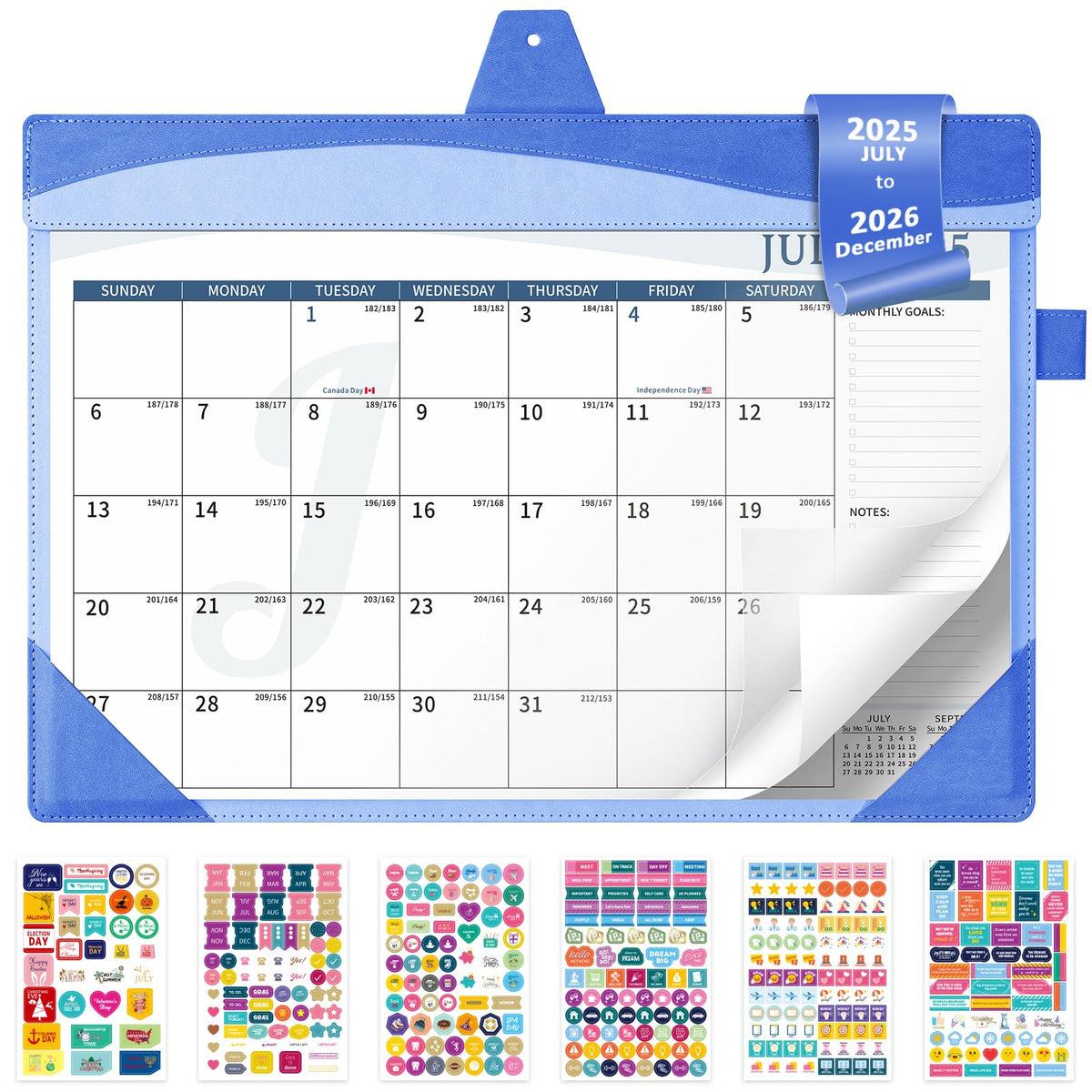 Ospelelf Desk Calendar 2026-2027 with Storage Pocket Protective Cover Large 12"x17" Leather Monthly Wall Planner Pad 18 Months January 2026 - June 2027 Pink