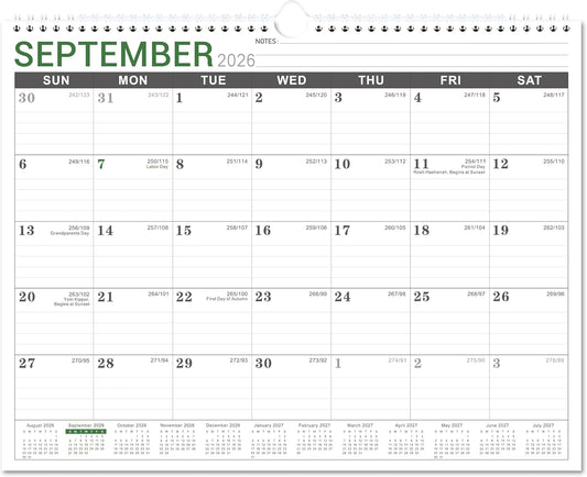 2026-2027 Wall Calendar - Sep. 2026 to Dec. 2027, 11.5"x14.75"