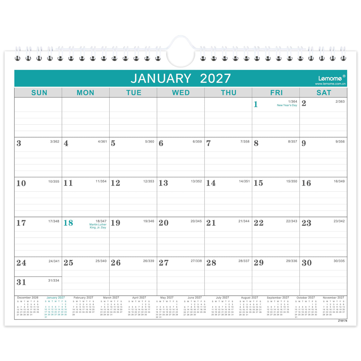 2027 Wall Calendar - 2 Pack Monthly Wall and Desk Calendars, 11"x 8.5"