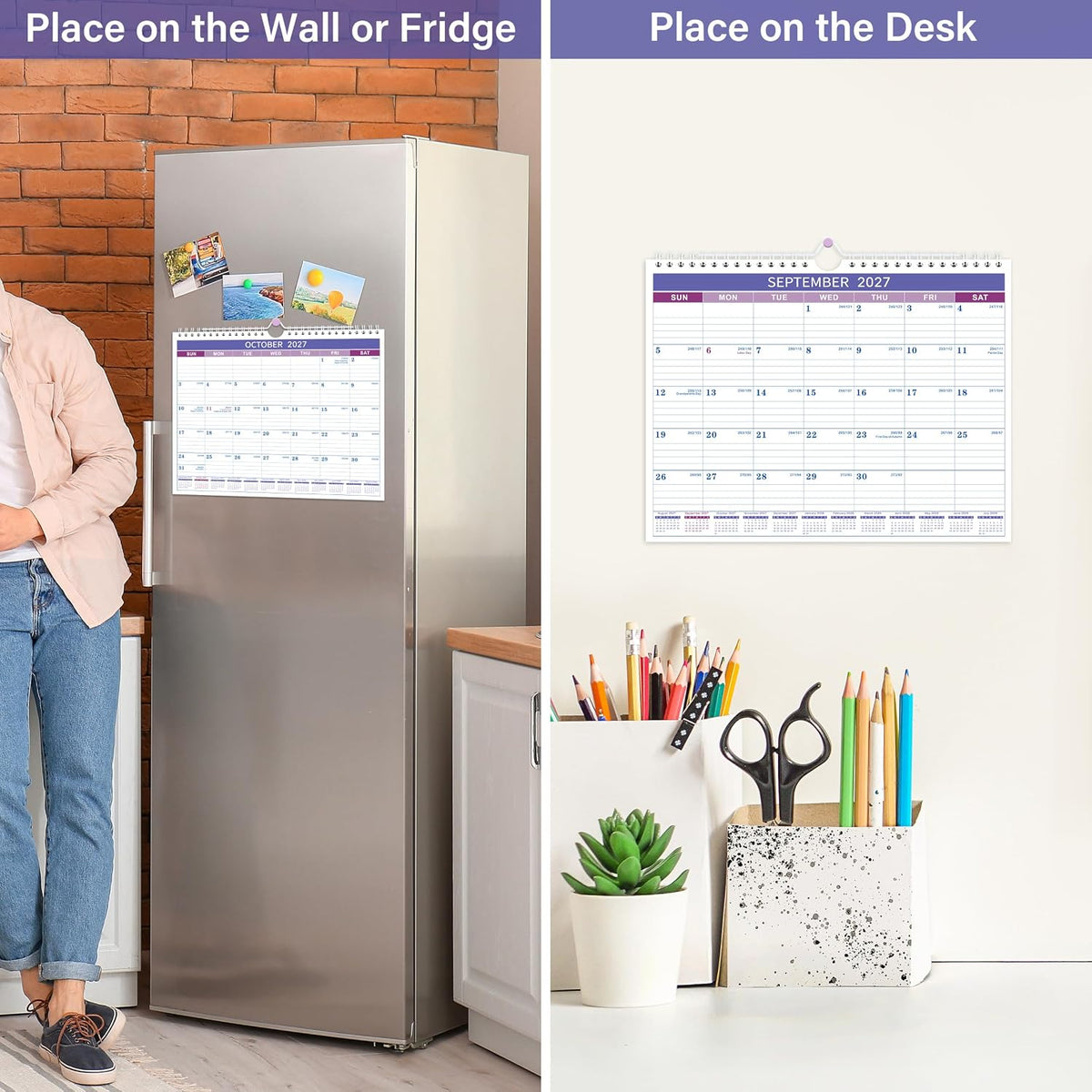 2027 Calendar, 2027 Wall Calendar 12 Month, 8.5" x 11", Wall Calendar 2027