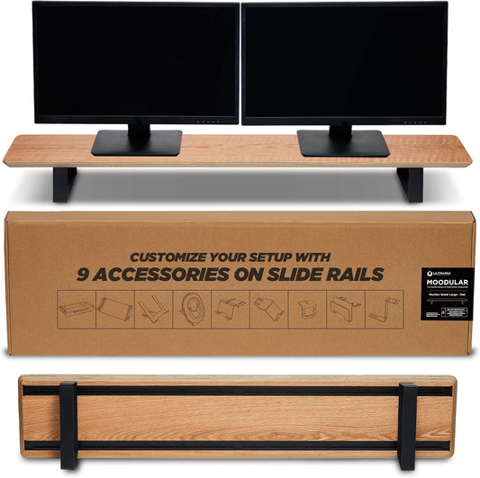 ULTRARM Moodular Wooden Monitor Stand Desk Organizer, Large 45.6" Oak