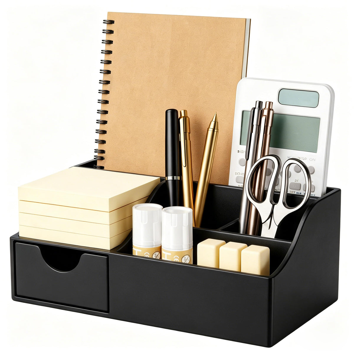HBlife Acrylic Desk Organizer with Drawer, Pen & Pencil Holder, Multifunctional Desktop Caddy for Office Supply and Organization (Clear)