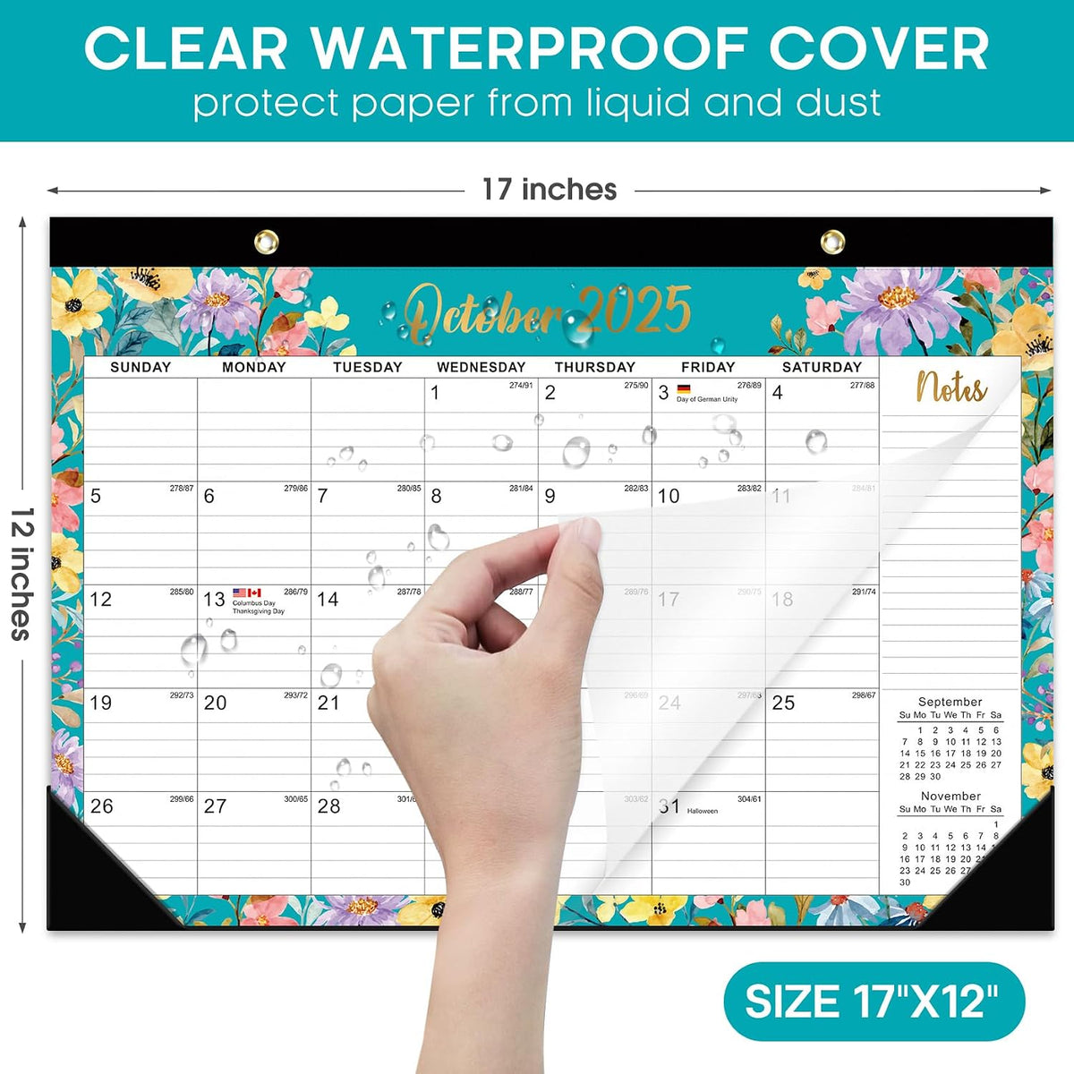 Taja Desk Calendar 2025-2026, Runs from Oct 2025 - Jun 2027, 17" x 12"