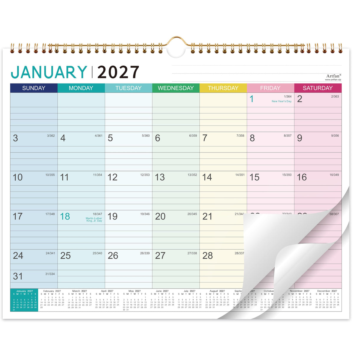 2027 Calendar - 2027 Wall Calendar, Jan 2027 - Dec 2027, 15" x 11.5"