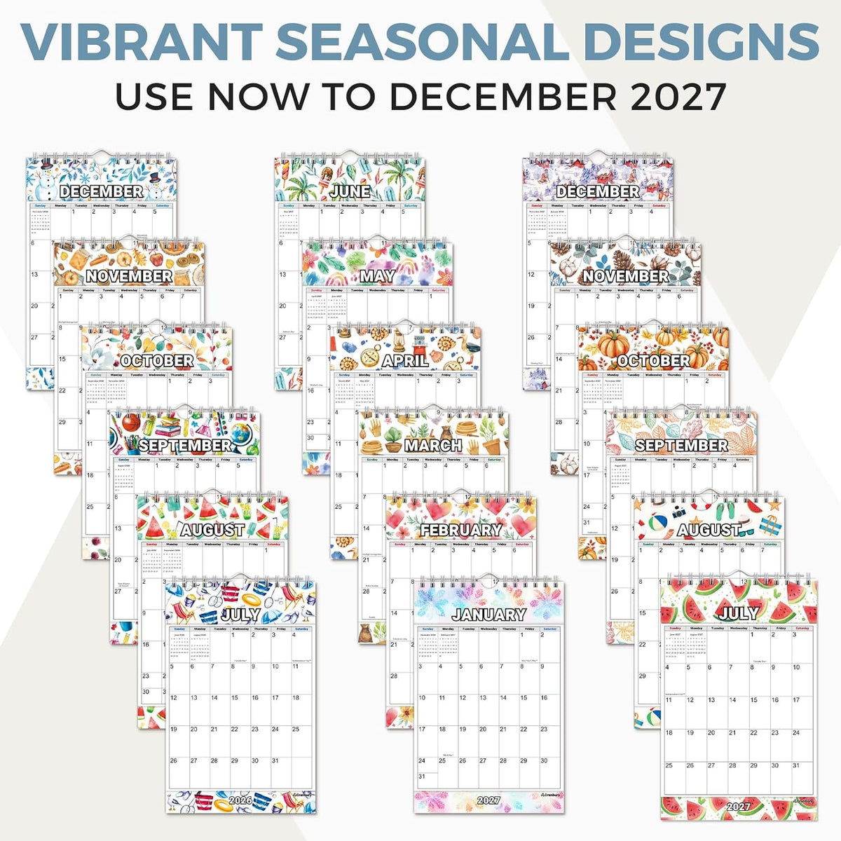 CRANBURY 2026-2027 Small Calendar 5.5x8.5, Mini Wall Calendar