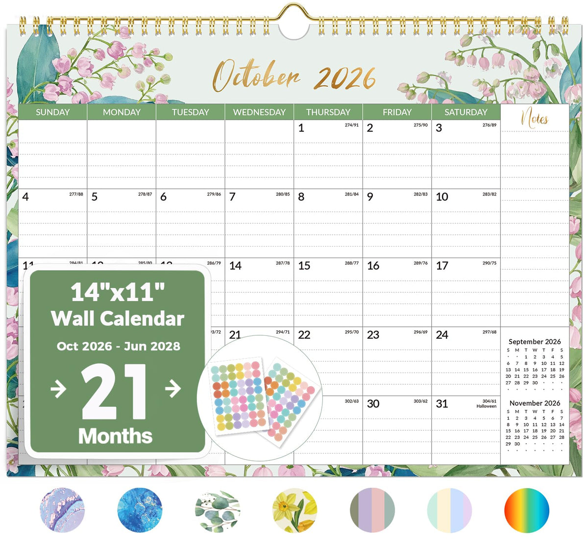 Forvencer 2027 Wall Calendar, 21-Month (Oct 2026 - Jun 2028), 14.7" x 11.5"
