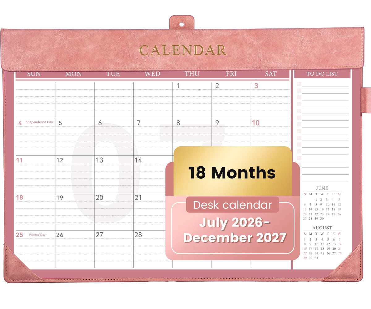 Yoment Desk Calendar 2026 Leather Desk Calendar with to-Do Lists, 13 Months Desk Pad Wall Calendar with Pen Holders PVC Cover for Work Office School Home Women Men, Jan2026-Dec 2026, 17 x 12, Blue