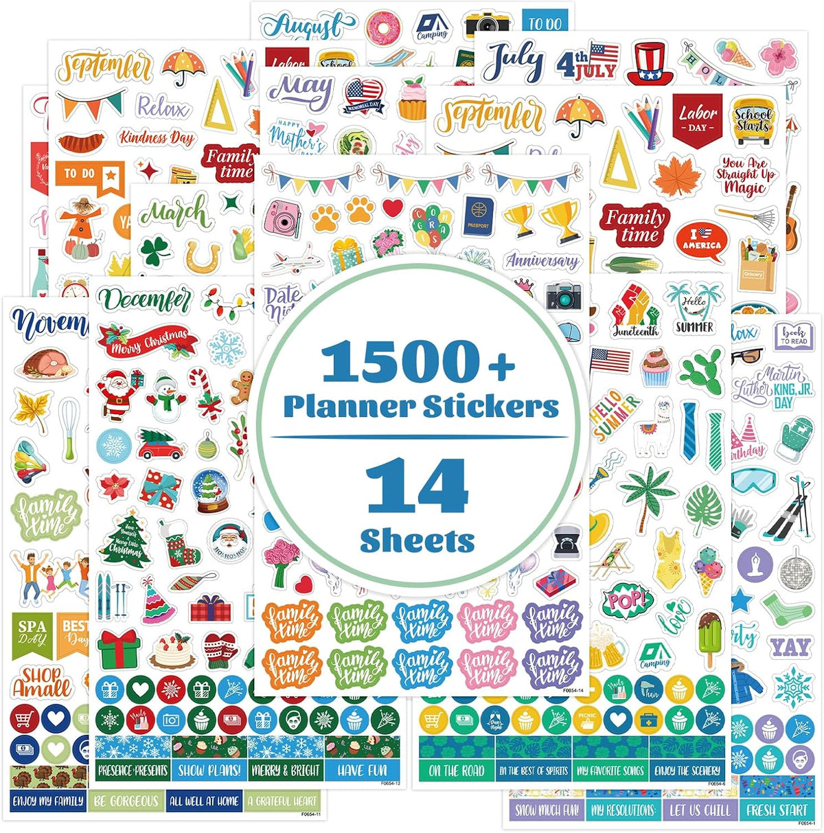 Planner Stickers - 12 Festival Theme Monthly Planner Stickers