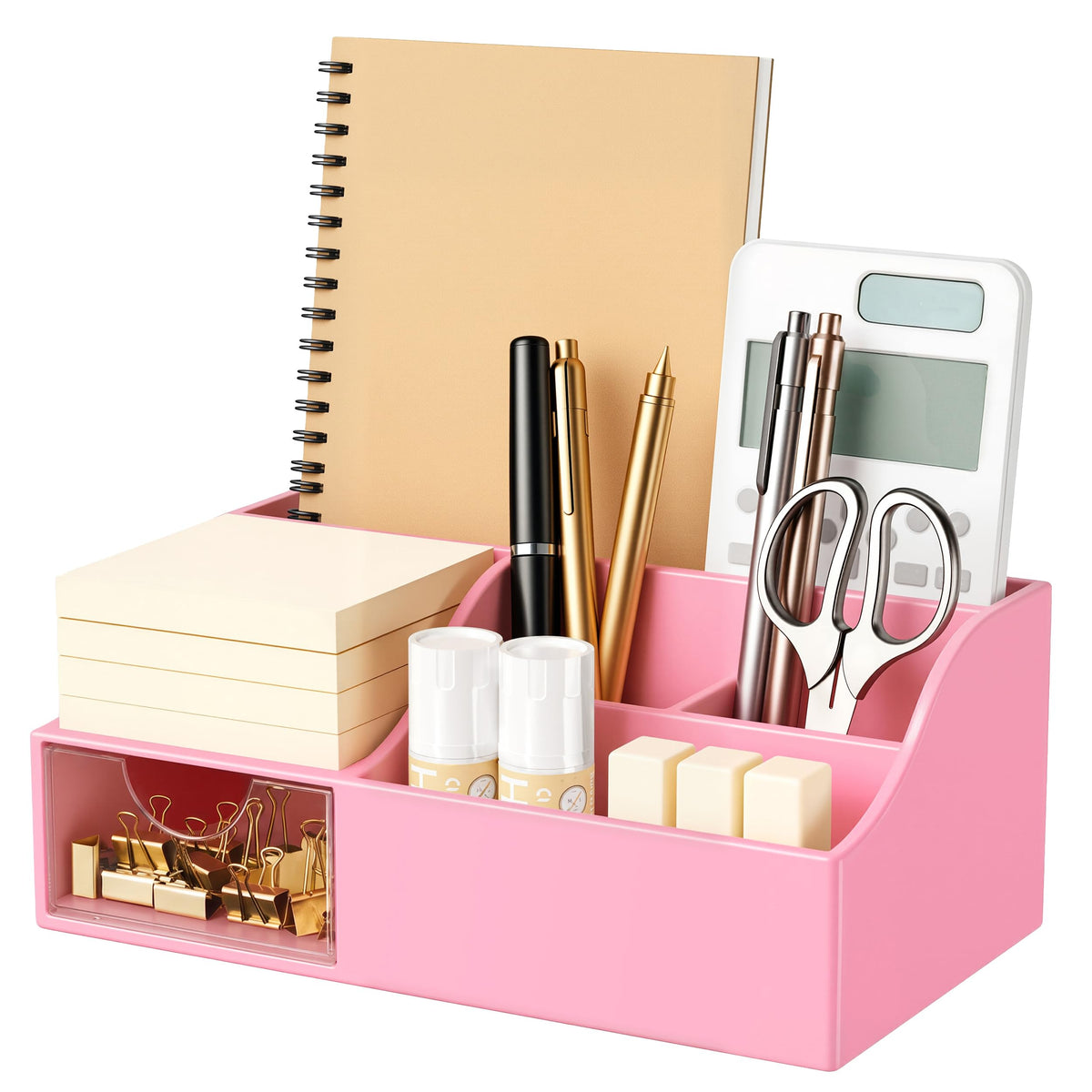 HBlife Acrylic Desk Organizer with Drawer, Pen & Pencil Holder, Multifunctional Desktop Caddy for Office Supply and Organization (Clear)