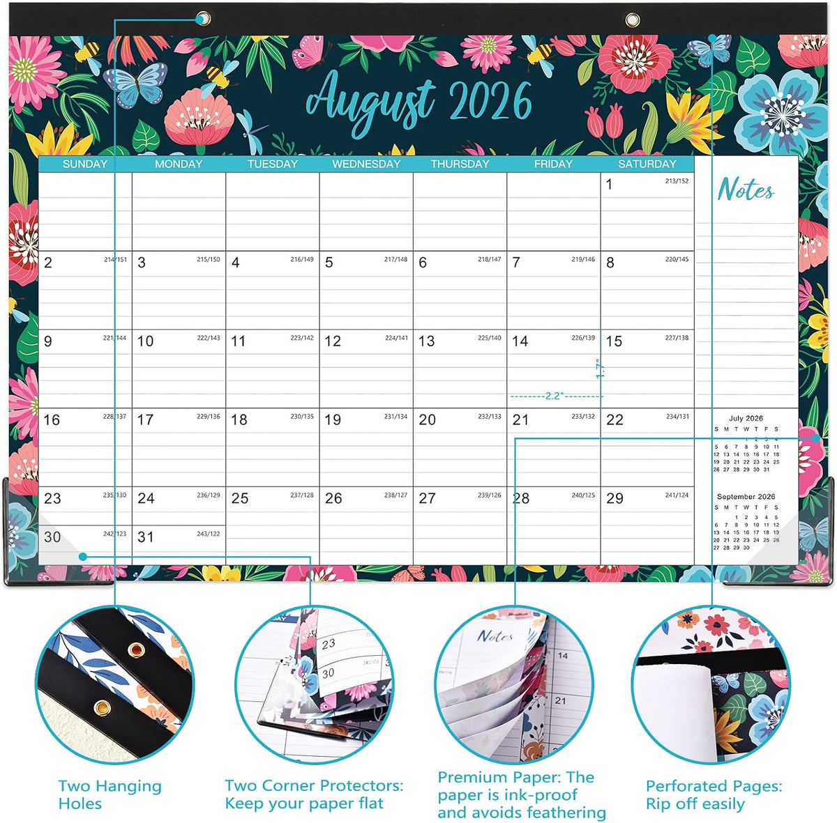 Desk Calendar 2026-2027 - Jul 2026 - Dec 2027, Large Monthly Desk Calendar 18 Months, 17" x 12", Desk Pad, Large Ruled Blocks, To-do List & Notes, Best Desk/Wall Calendar for Planning or Organizing