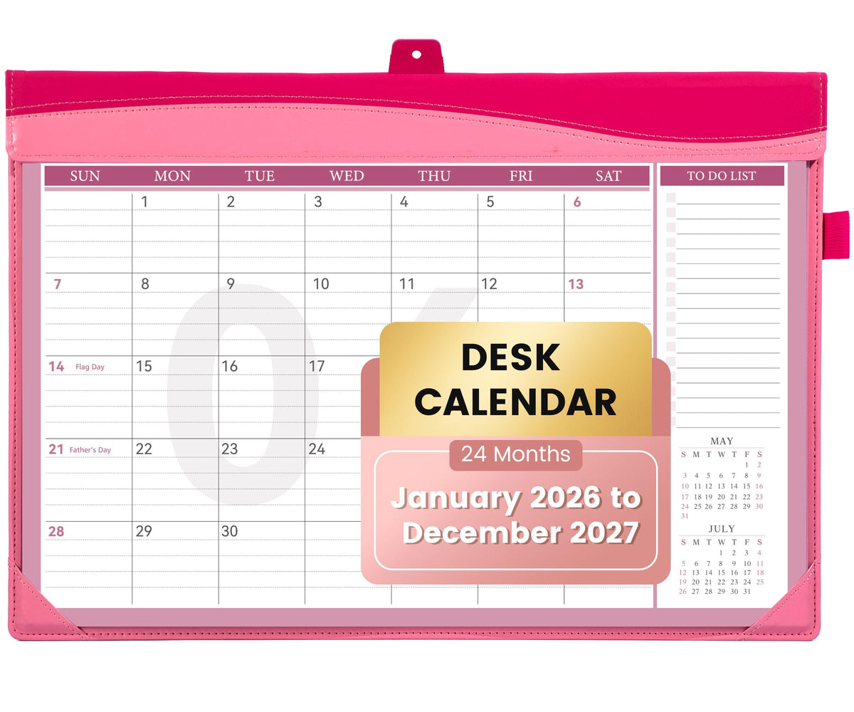 Yoment Desk Calendar 2026 Leather Desk Calendar with to-Do Lists, 13 Months Desk Pad Wall Calendar with Pen Holders PVC Cover for Work Office School Home Women Men, Jan2026-Dec 2026, 17 x 12, Blue