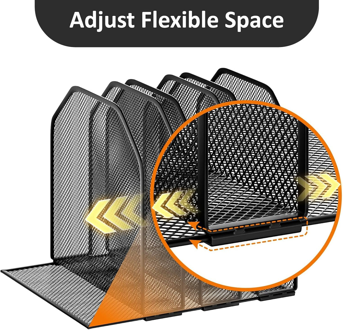 Desk File Organizer, Adjustable 5 Sections Upright Desktop File Sorter