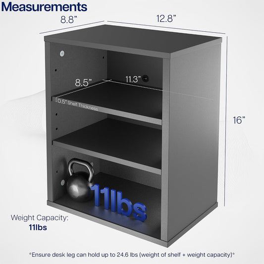 VIVO Black Clamp-on Desk Leg Shelving Unit, Storage Shelves, DESK-SHELF3CL