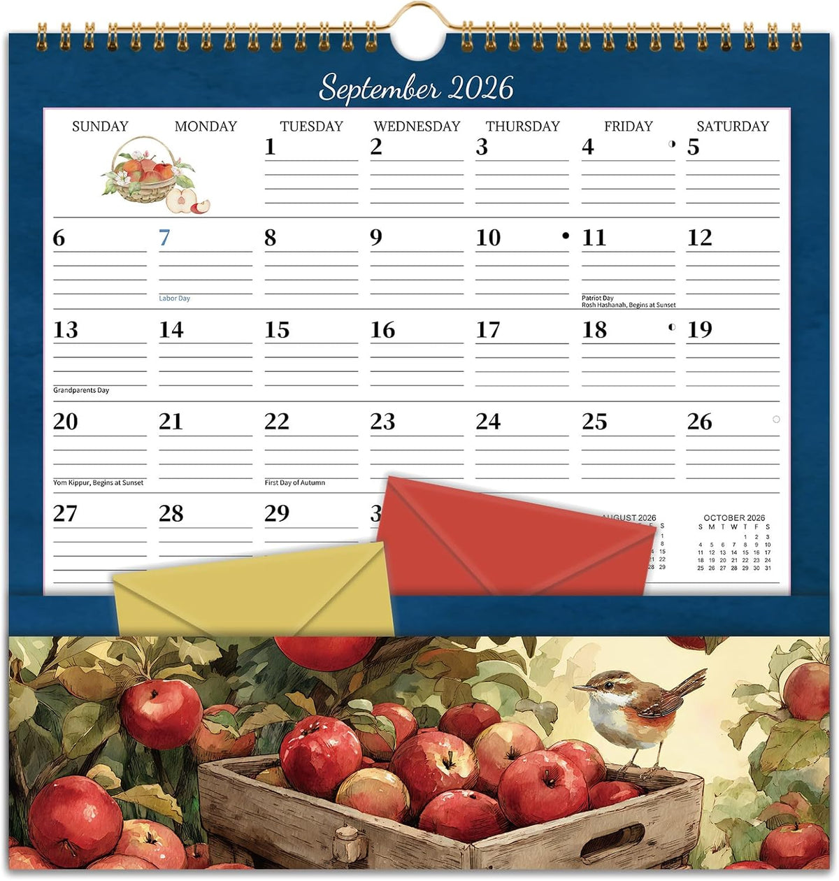 Calendar 2026-2027 - Sep. 2026 to Dec. 2027, Wall Calendar with Pocket