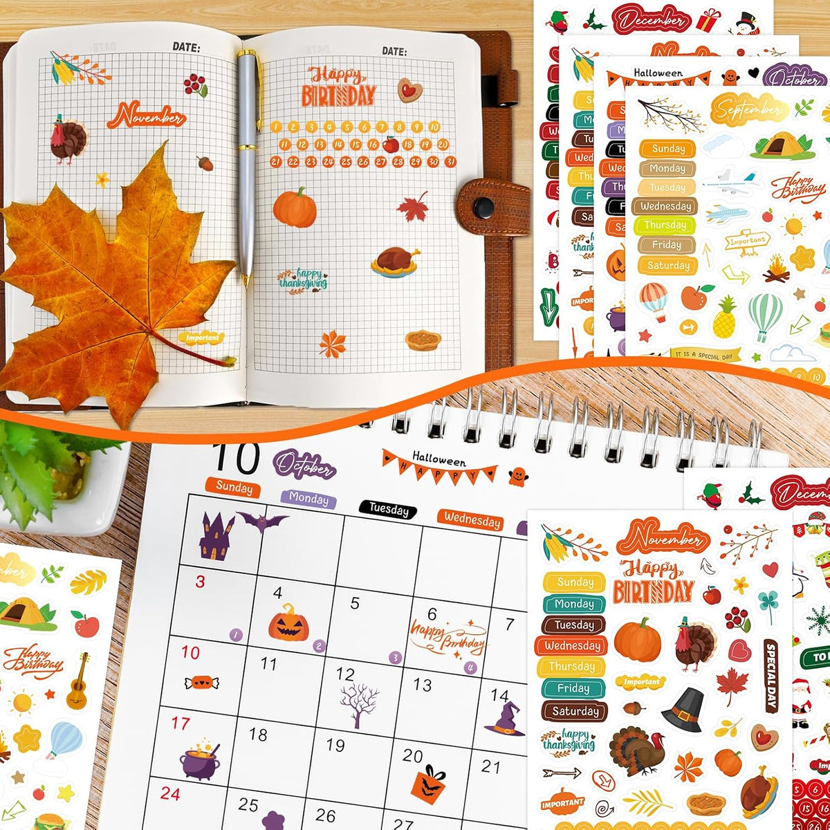WorldBazaar Monthly Planner Stickers Clear 24 Sheets 1800+ Sticker