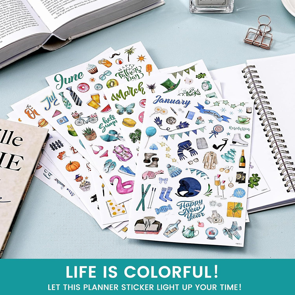 Planner Stickers - Calendar Stickers, 14 Sheets, 1500+ Sticker Per Pack
