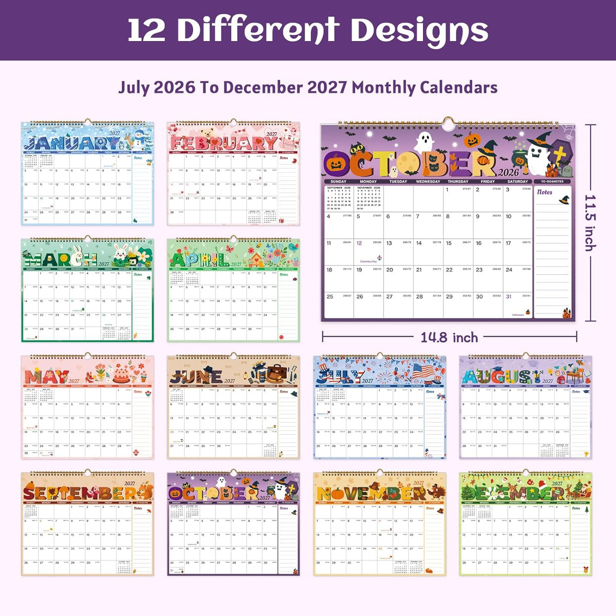 2026-2027 Wall Calendar, 18 Month, July 2026-Dec 2027, 14.8"x11.5"