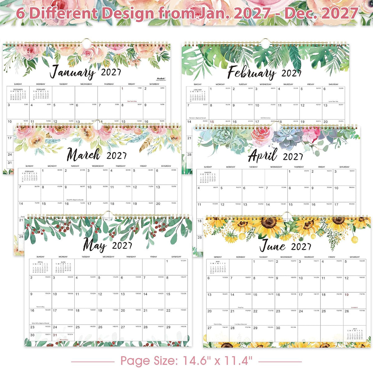 2027 Wall Calendar 12 Months Jan. 2027 - Dec. 2027, 14.6'' x 11.4''