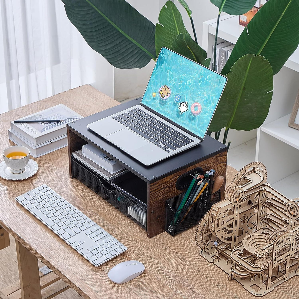 Printer Stand,Desktop Printer Stand with 2-Tier Storage Shelves