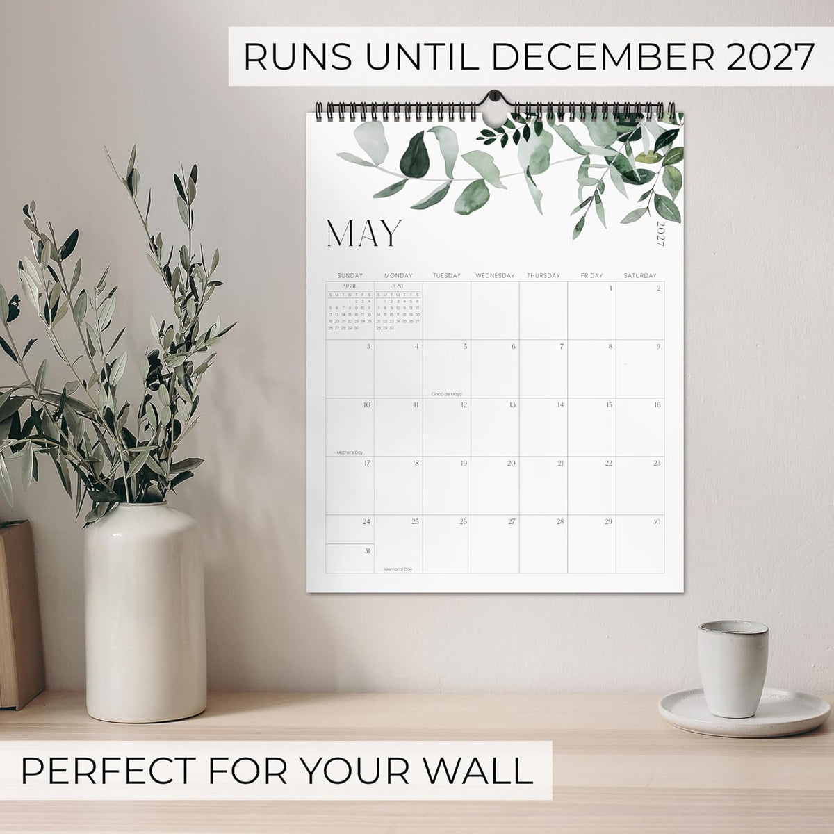 Aesthetic 2026-2027 Wall Calendar - Runs from June 2026 Until December 2027
