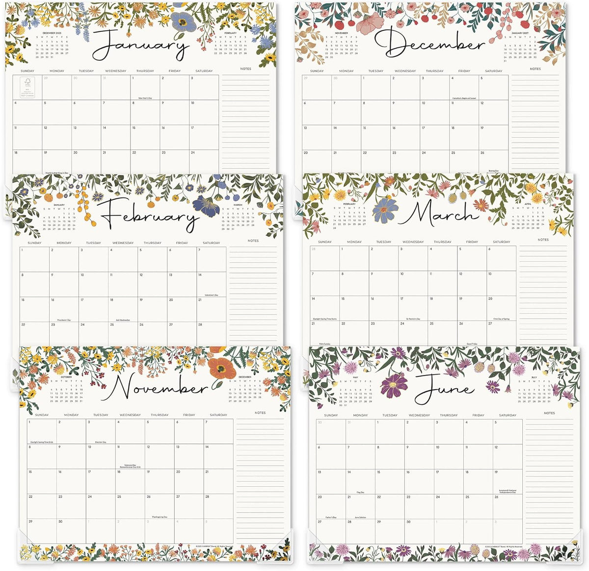 Desk Calendar 2026 with Desktop Mat, Cabbrix Desk Pad Calendar 15 x 12 Inch Runs From July 2026 to December 2027, Floral Design Calendar 2026 for Home School and Office (Green)