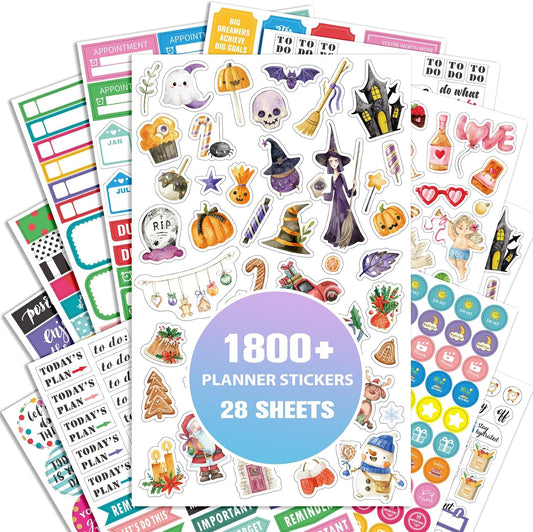 Planner Calendar Stickers for Decorating, 28 Sheets, 1800+ Sticker