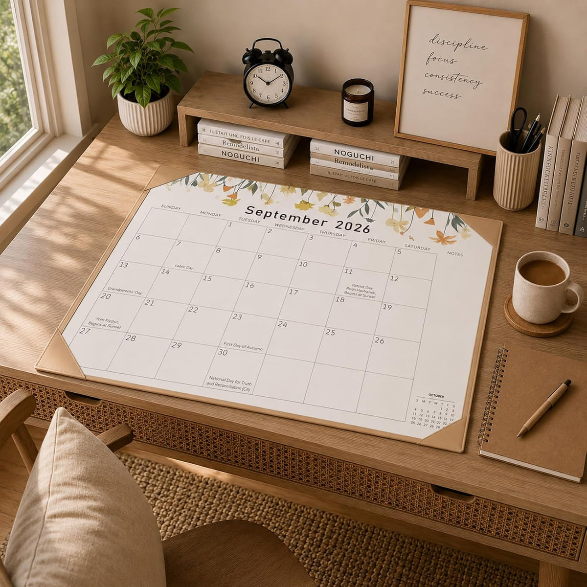 Desk Calendar 2026-2027 with Desktop Mat,22x17'' Large Desktop Pad Calendar
