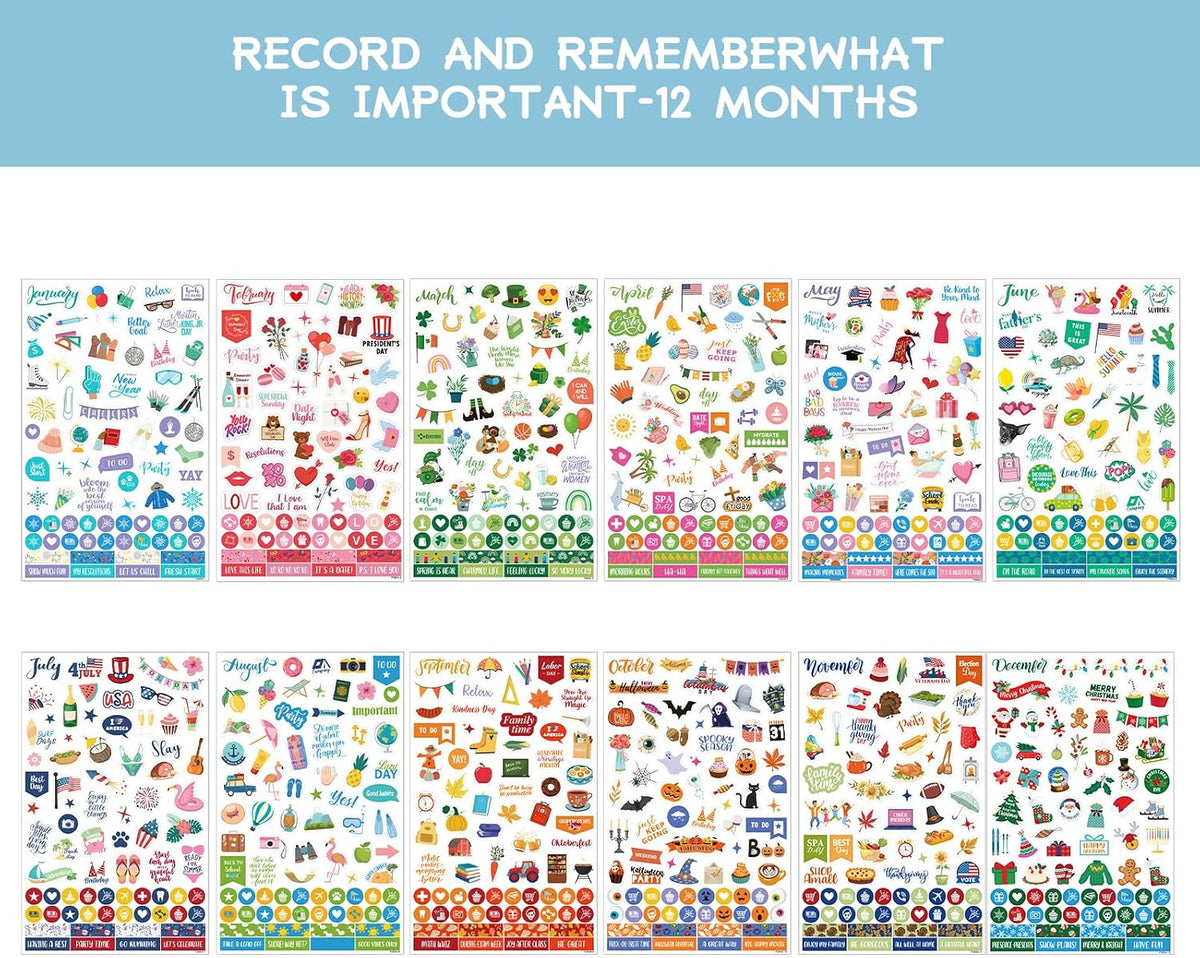 Planner Stickers - 12 Festival Theme Monthly Planner Stickers