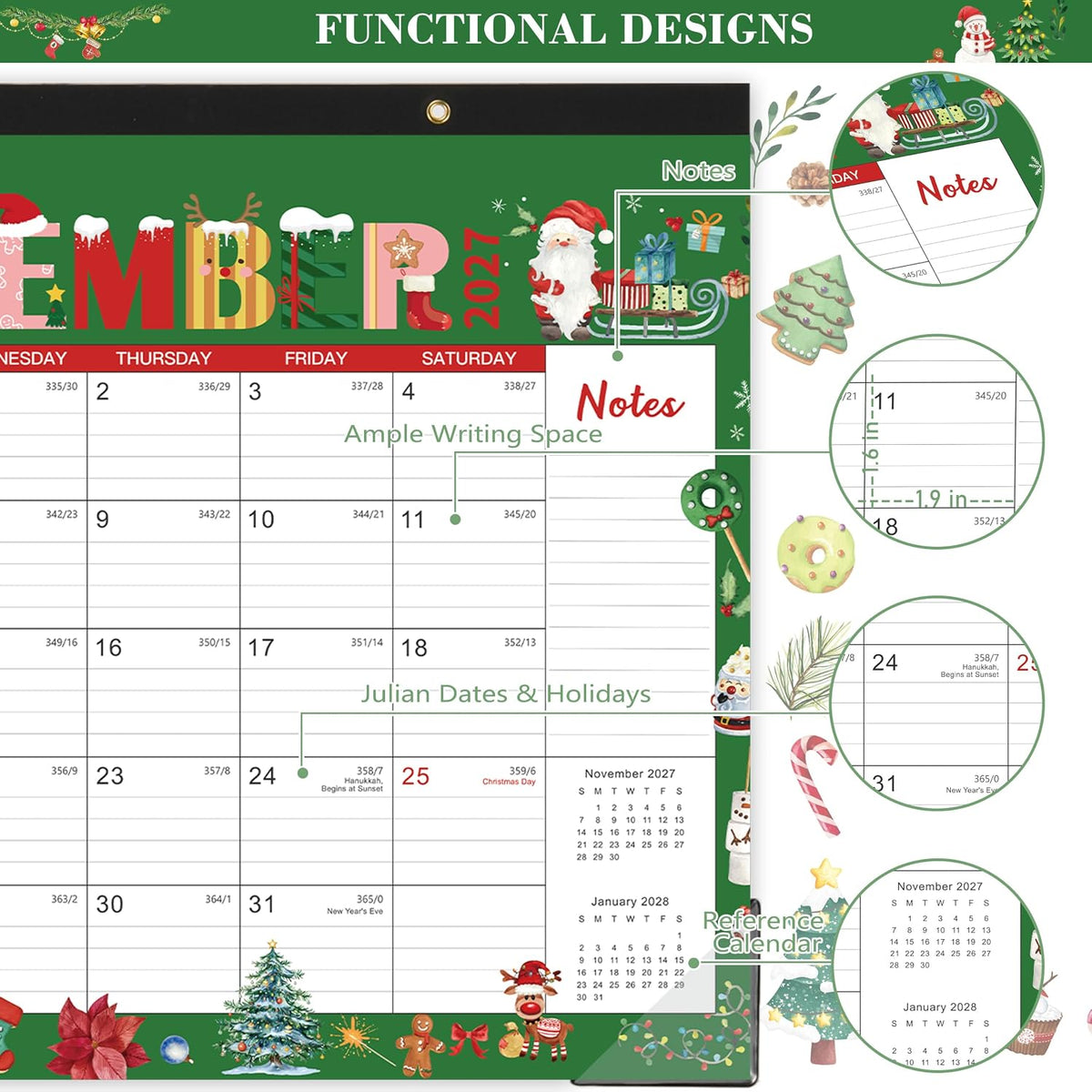 2027 Desk Calendar - 2027 Calendar, 12 Months Calendar, 12" x 17"