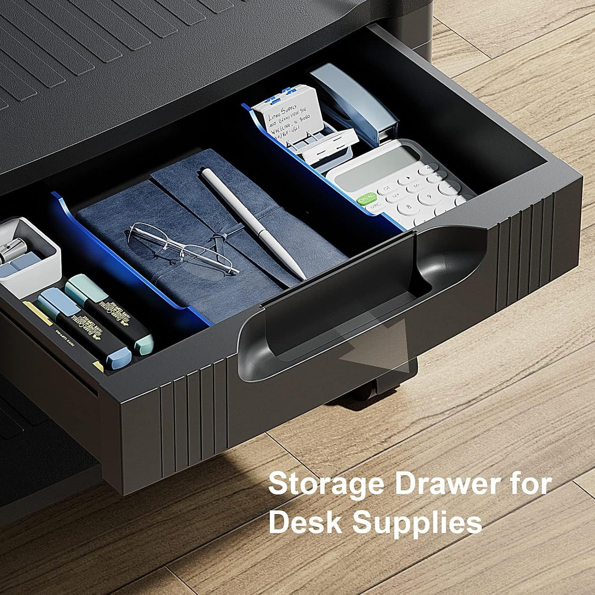HUANUO Printer Stand with Storage Drawer, Locking Wheels, Under Desk Cart