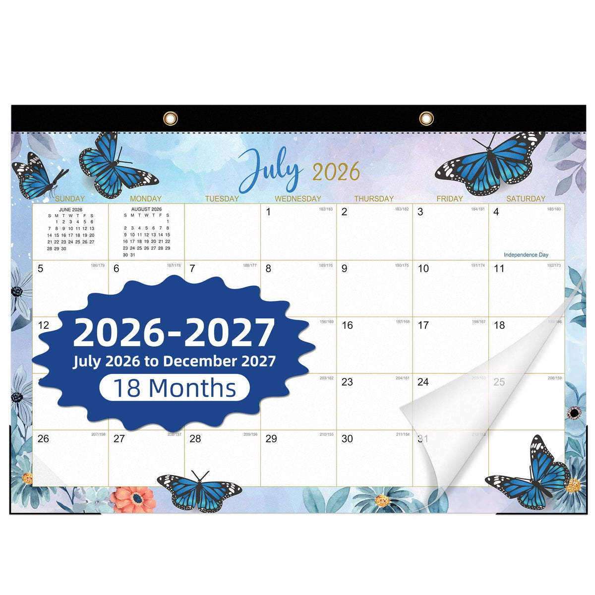 Tcamp Desk Calendar 2026-2027, Jul 2026-Dec 2027, 18-Month, 17" x 12" Large