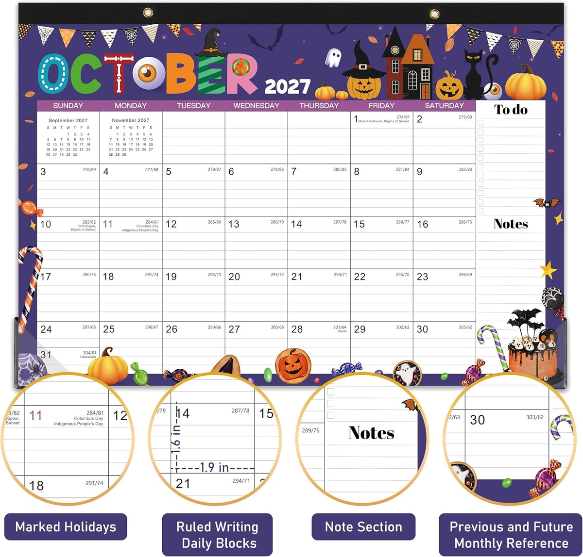 2027 Desk Calendar - Desk Calendar 2027, Jan. 2027 - Dec. 2027, 17"×12"
