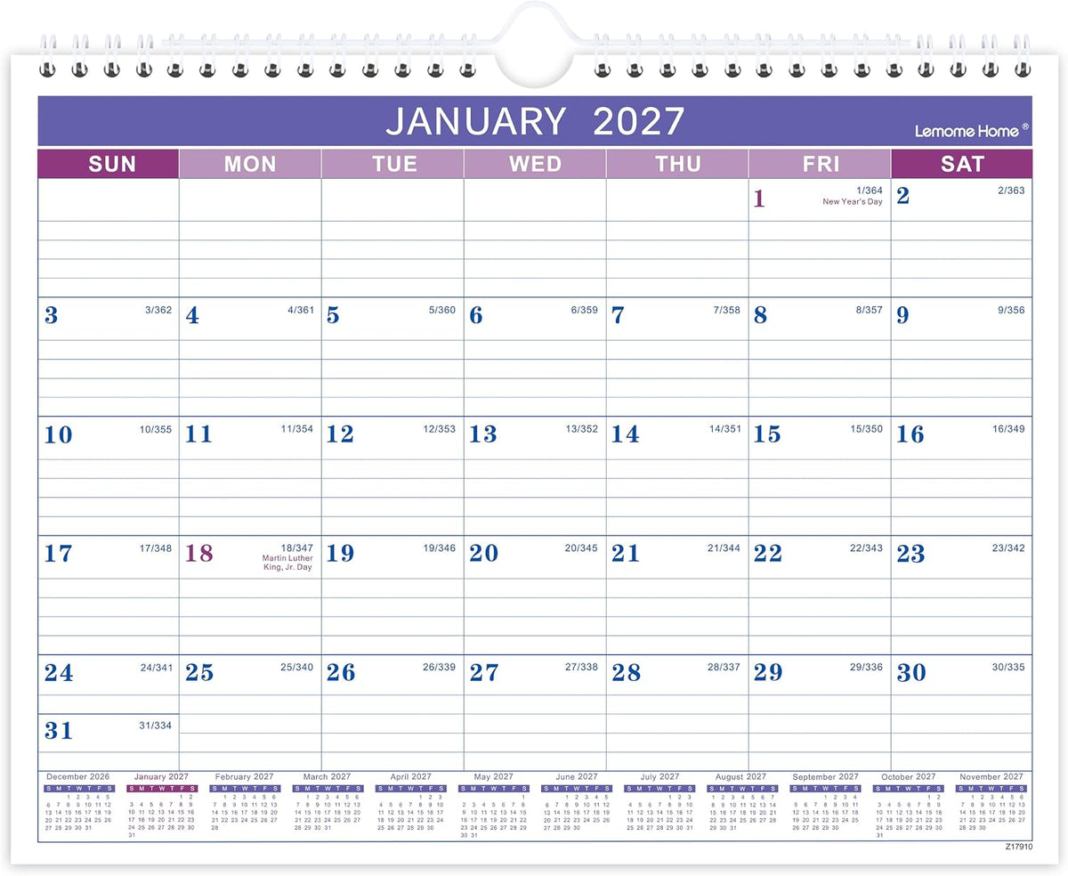 2027 Calendar, 2027 Wall Calendar 12 Month, 8.5" x 11", Wall Calendar 2027