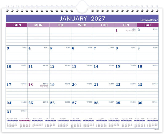 2027 Calendar, 2027 Wall Calendar 12 Month, 8.5" x 11", Wall Calendar 2027