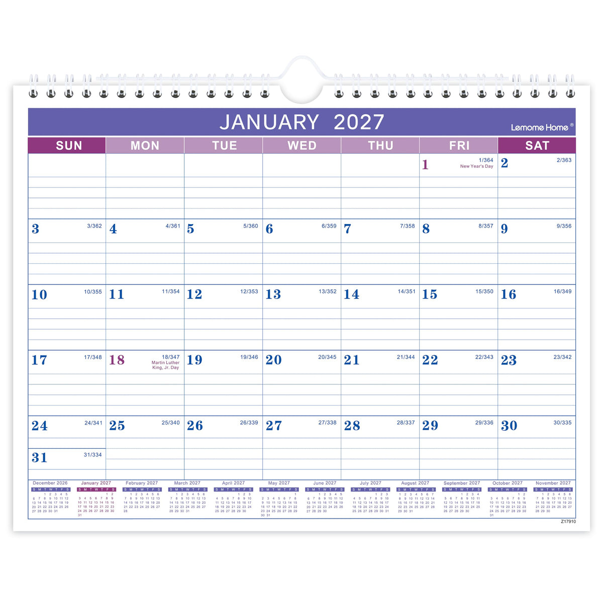 2027 Calendar, 2027 Wall Calendar 12 Month, 8.5" x 11", Wall Calendar 2027