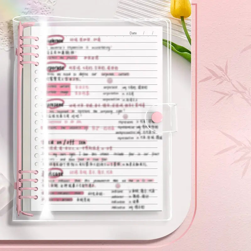 60 Sheets, Refillable Paper, Transparent Loose Leaf Notebook Refillable Binder A5 B5 Clear Cover Capacity Smooth Writing Pages Easy Organize Study Notes Planner, School Office Supplies Diary Spiral Notebook, Office Stationery