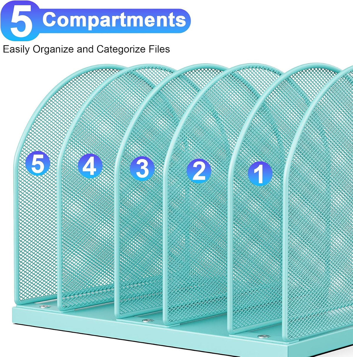 gianotter Desktop File Organizer with 5 Compartments