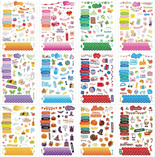 WorldBazaar Monthly Planner Stickers Clear 24 Sheets 1800+ Sticker
