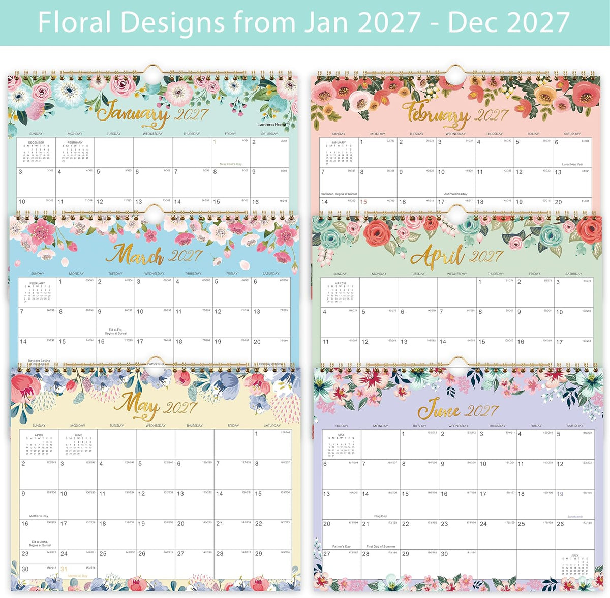 2027 Calendar - 2027 Wall Calendar, JAN.2027 - DEC.2027, 11" x 8.5"