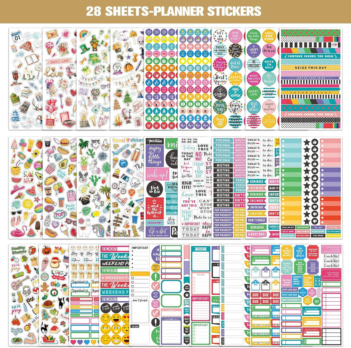 Planner Calendar Stickers for Decorating, 28 Sheets, 1800+ Sticker