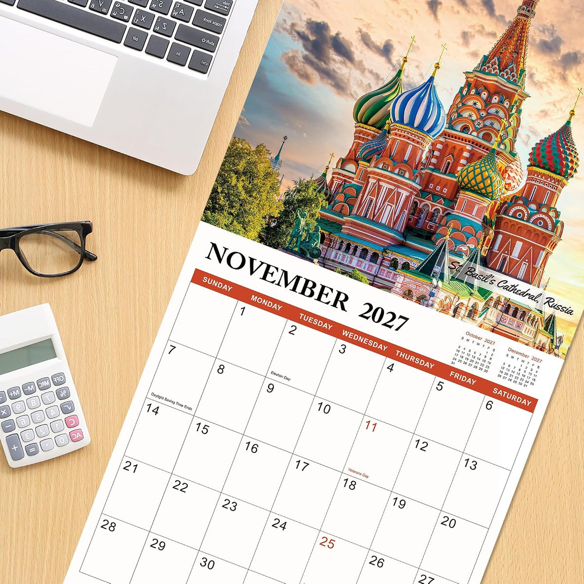 Wall Calendar 2027, 12 months from Jan. 2027 - Dec. 2027, Monthly Square