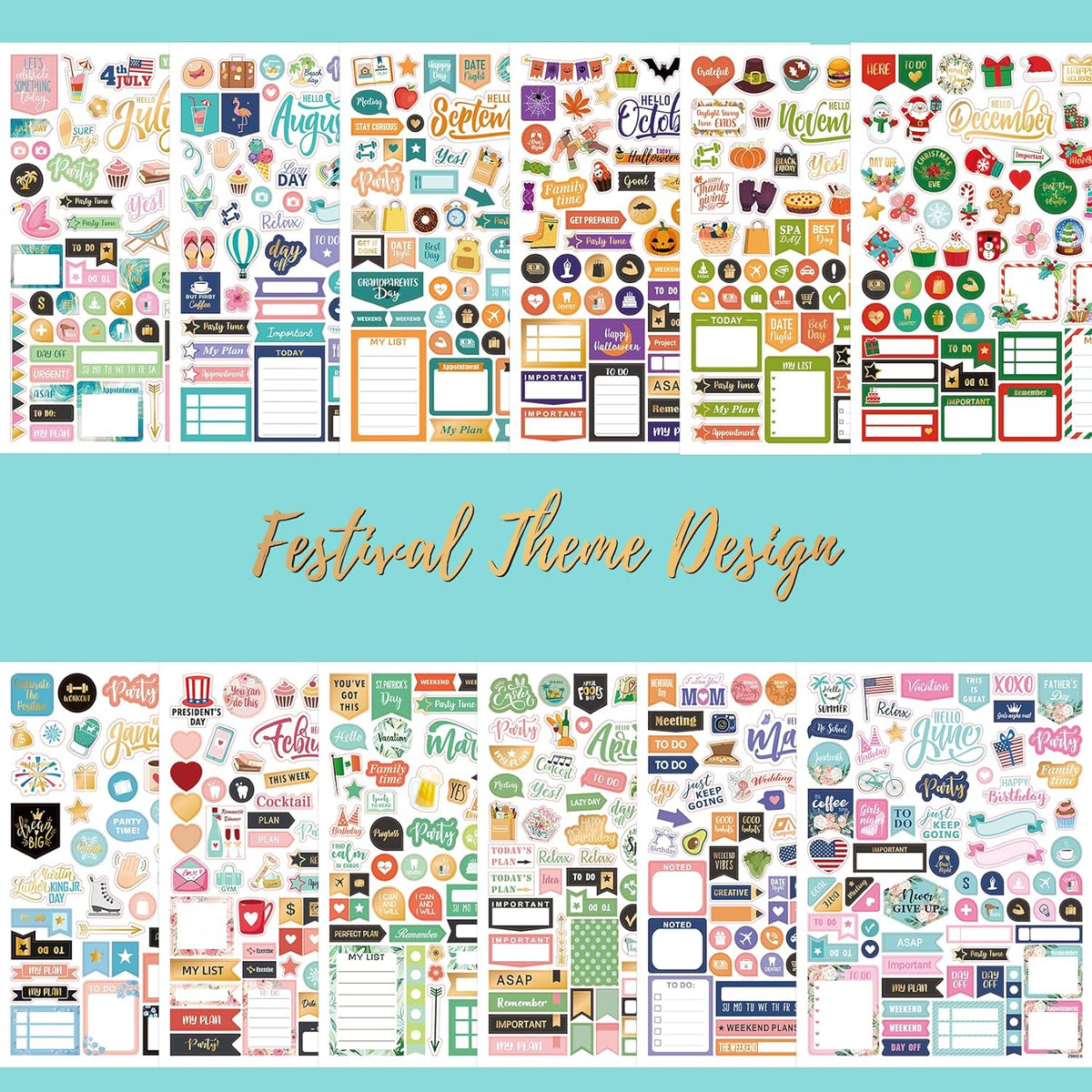 Planner Stickers - Monthly Planner Stickers and Accessories 25 Pages