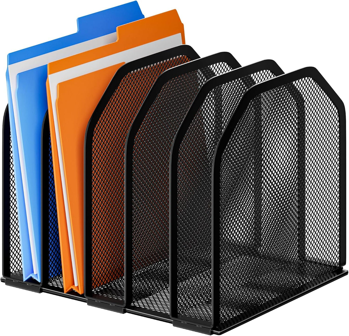 Desk File Organizer, Adjustable 5 Sections Upright Desktop File Sorter