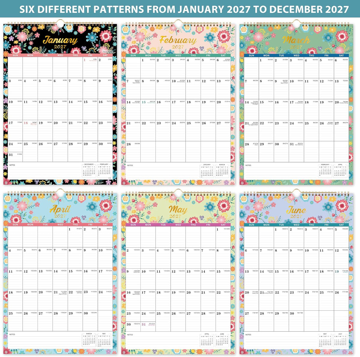 2027 Calendar - 2027 Wall Calendar, Jan. 2027 - Dec. 2027, 12" x 17"
