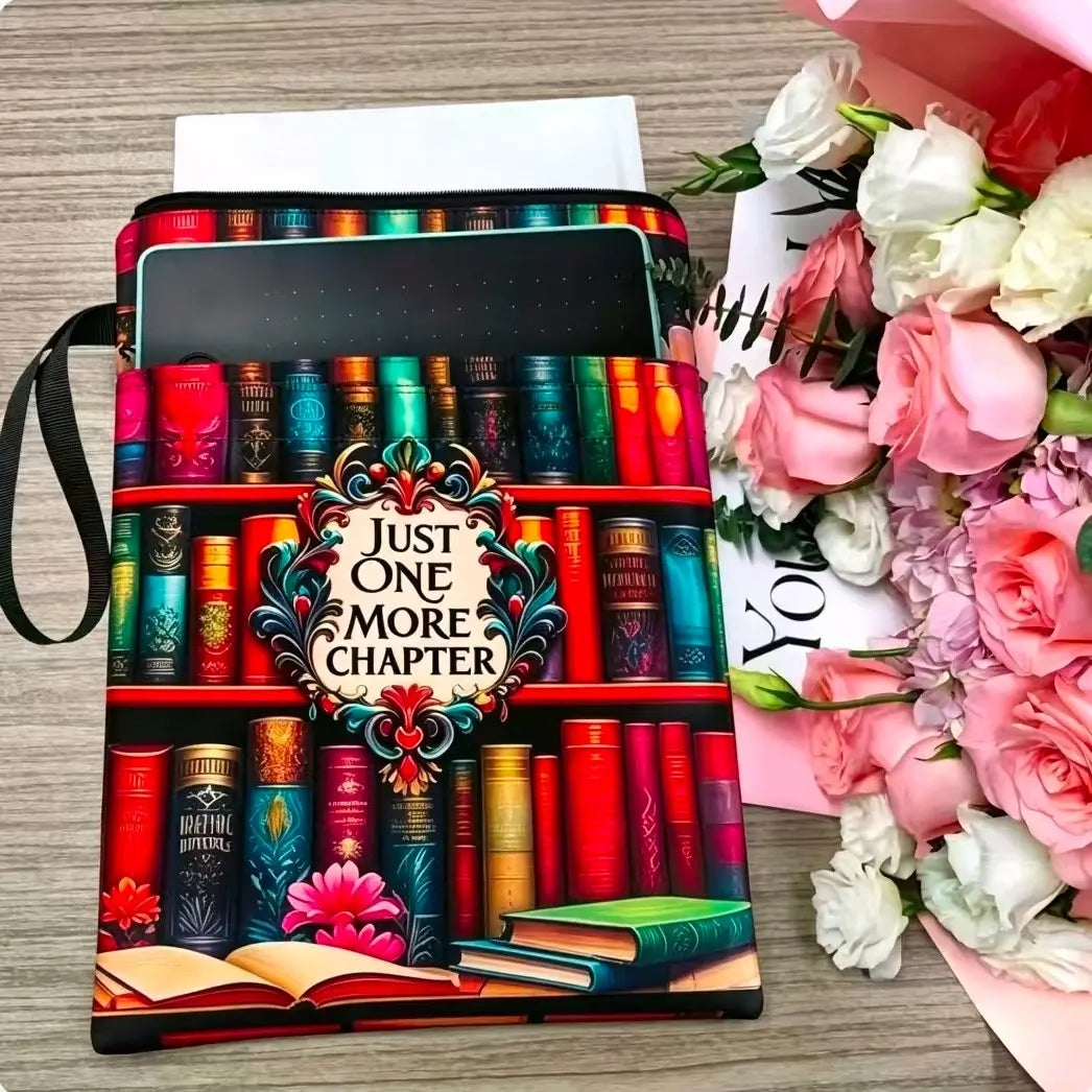 Vintage Library Book Cover, 'read Another Chapter' Quote, Zippered Pouch, Organizers, Fits Paperback/hardcover Books, Ideal Gift for Book Lovers